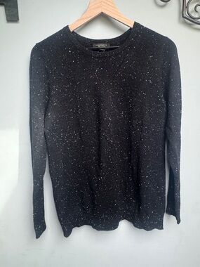 Charter Club Cashmere Speckled Black Crewneck Sweater